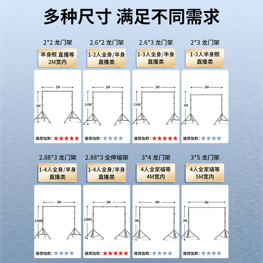 锐富图（Refutuna）拍照摄影背景布支架落地T型架龙门架子 主播直播间白色绿色背景布抠像布专业人像服饰拍摄背景挂布 【加粗加硬】2*1米T型架