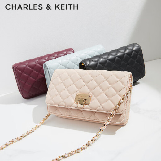 CHARLES/KEITH diamond chain shoulder crossbody bag small square bag women's bag ladies birthday gift CK2-70160082Black black S