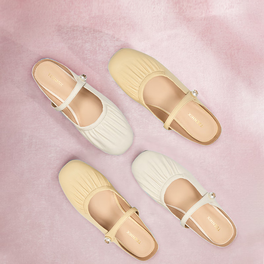 Tianmeiyi Sandalen tragen den gleichen Stil wie ein Einkaufszentrum, einteilige Bag-Toe Flat Sandals Pantoffeln, Frauenschuhe, Sommer BI831BH4 Beige 38