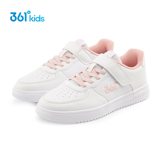 361 Children's all-season skate shoes for boys and girls (3-12 years old) versatile Velcro skateboard shoes white shoes pink 36