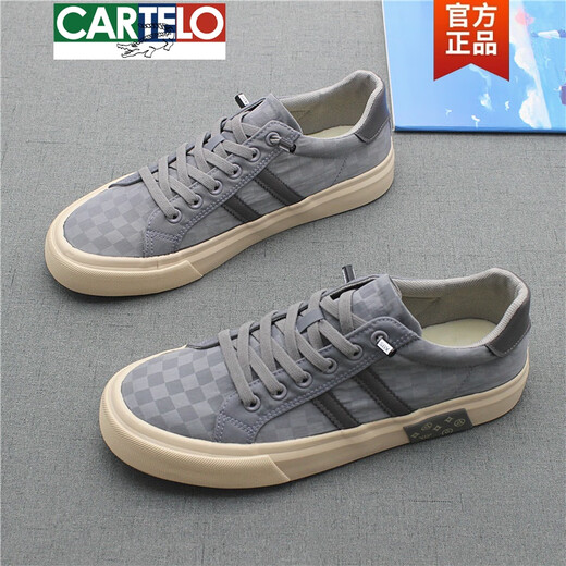 
CARTELO men's shoes new canvas shoes 2024 summer thin casual shoes men's low top Korean style trendy versatile breathable board shoes black rice 24103 40
