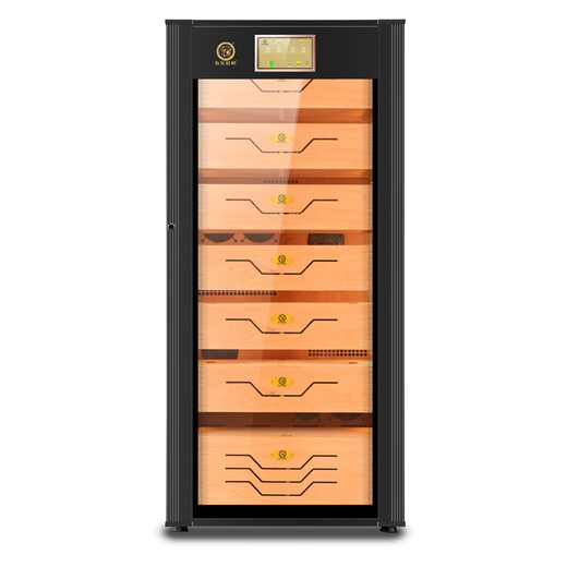 Bulldog cigar cabinet, constant temperature and humidity, ammonia removal, variable frequency compressor, cigar moisturizing, red wine cabinet, humidity control, imported energy-saving box, naked cigarette cabinet with fingerprint lock, WIFI remote VC428, fourth generation PLUS fingerprint password lock WiFi+VC428 black