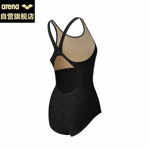 阿瑞娜连体无袖三角泳衣抗氯显瘦遮肚弹力舒适面料专业运动游泳衣黑