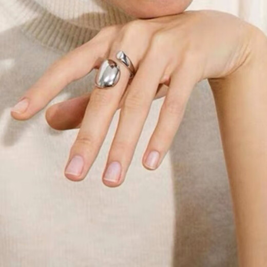 Yilian simple water drop ring for women geometric irregular exaggerated fashion metal opening ring ins niche index finger ring trend JZ7371-1 opening adjustable