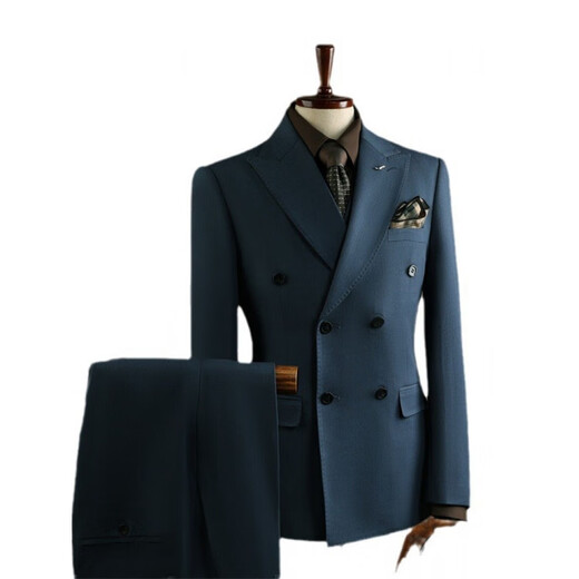 SAINT ANGELO Men's Suit, Professional Formal Fit, Groom's High-end Business Gentleman Striped Casual Suit Two-piece Black Double Button (Suit + Vest + Pants) M 48 Recommended 100-112 Jin Jin is equal to 0.5 kg