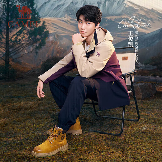 Camel (CAMEL) Wang Junkai same style Martin boots high top autumn outdoor work wear rhubarb boots for men G15W136025 Desert Yellow 42