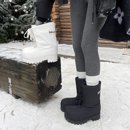 MULE DONKEY thick-soled big-head ski shoes 2025 autumn and winter new waterproof anti-slip warm snow boots women's fashion short boots cotton shoes black 35