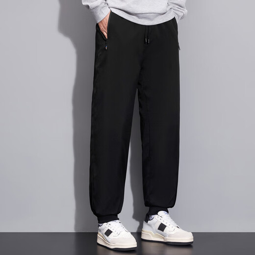 RFKU加厚加绒裤子男冬季宽松束脚裤直筒休闲裤男士潮流运动保暖棉裤 黑色-束口 XL (120-145斤)