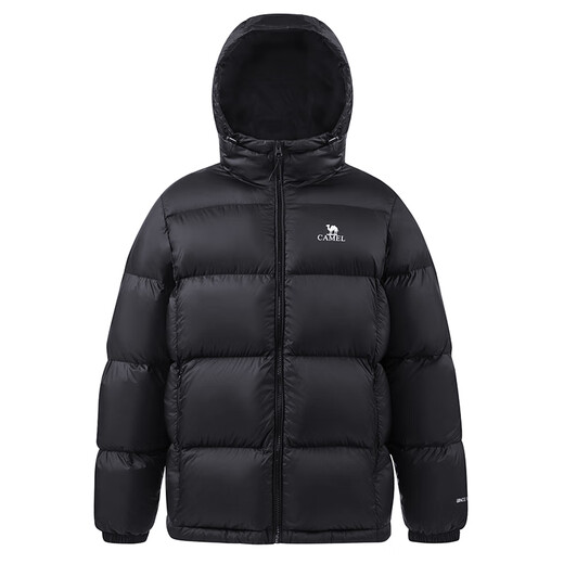 Camel Volcano Down Jacket Men's Winter New Thick Hooded Warm Bread Jacket Women's Urban Light Outdoor Black Uniform Style for Men and Women, 7674B M