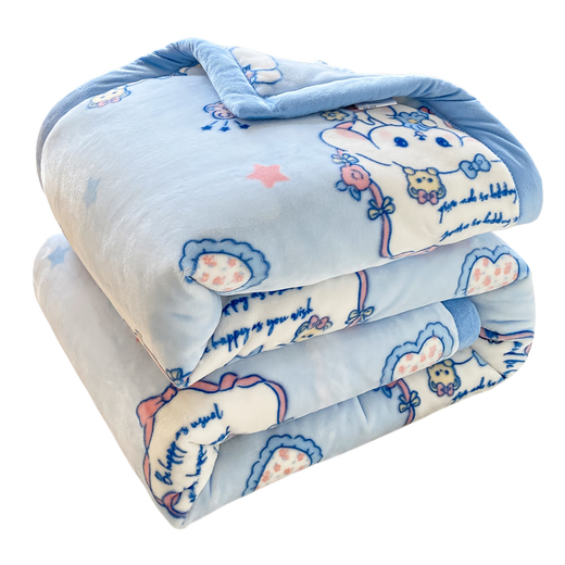 秋冬毛毯被子盖毯冬季双层加厚单人宿舍珊瑚法兰绒被芯保暖盖毯子 萌萌玉狗【撸猫级触感】 100*120cm【双层加厚儿童盖毯】