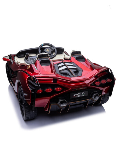 Teacher Ma Lamborghini children's electric car parent-child four-wheel car remote control sports car children and babies can sit on toy car supreme paint red + 24V15A + voice interaction electric drive
