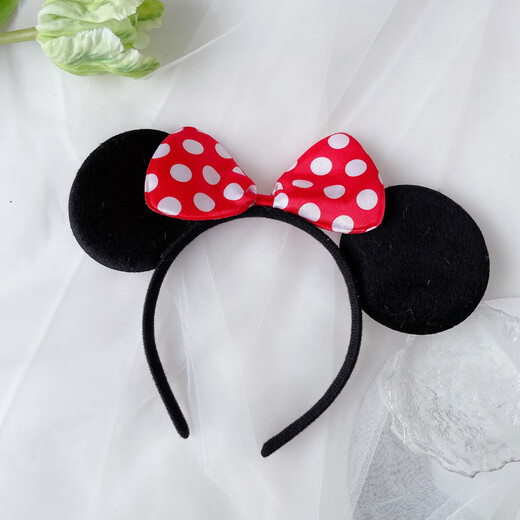 ENRMIIV Mickey headband bow children's performance headwear amusement park Minnie cute hairpin black ears Mickey Mouse summer black ears Mickey