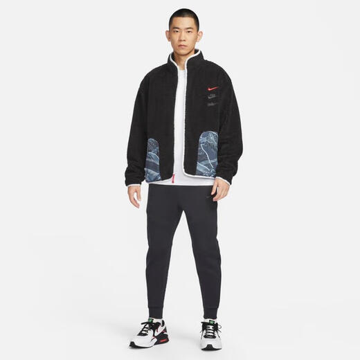 耐克（Nike）外套男装上衣 春秋季新款保暖仿羊羔绒立领时尚运动服休闲服夹克 FZ6194-010/黑色/龙年限定 XL (180) /建议150-180斤
