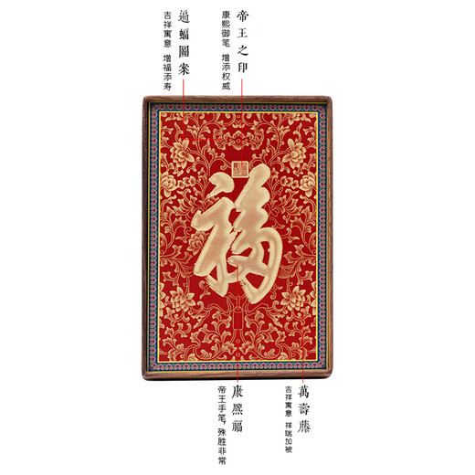 Ancient Song Space Focus Art High-end Gifts Desktop Ornaments Accompanied by Souvenirs Entrance Kangxi Fu Characters Table Moving to New Home Gift Ornaments Copper Engraving Kangxi Fu Ornaments Gift Box Black Walnut Solid Wood Picture Frame Copper Color Burning Technology + Brass Painting Core