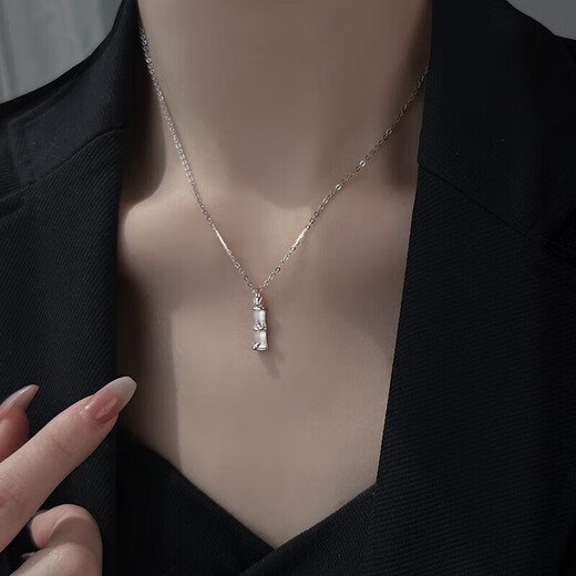 MZMZ Bamboo Leaf Platinum Necklace for Women pt950 Platinum Clavicle Chain Bamboo Leaf Pendant Birthday Gift for Girlfriend Luxurious Platinum Model-Bamboo Necklace