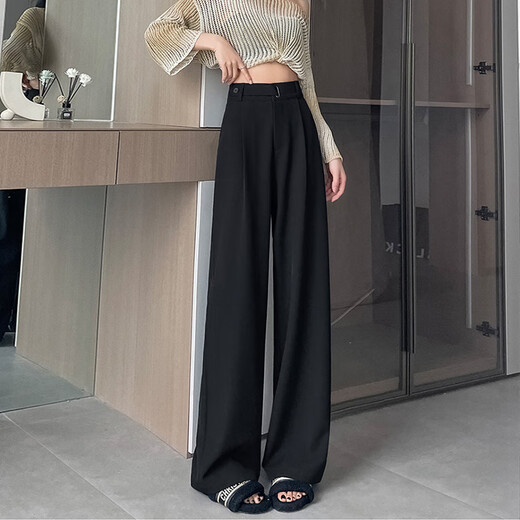 Rote Drachenfly High-End-Anzughose für Frauen im Frühjahr und Frühlingshosen hohe Taille Draped geradlinige Hose plus Samt-Weitbein-Hosen Casual Hosen 6636#ku Wollstil Aprikosen neun-Punkte plus Samt XS [Empfohlen 90jin [Jin gleichen 0,5 kg] unter] unter]
