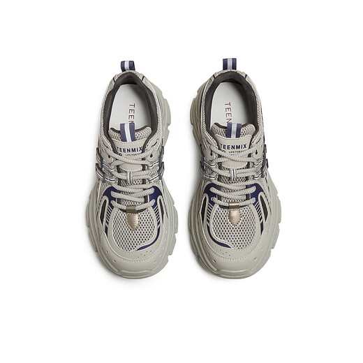 Tianmeiyi dad shoes women's shoes mall same thick-soled commuting lace-up women's casual shoes 2025 spring and autumn style BK831AM5 silver 35