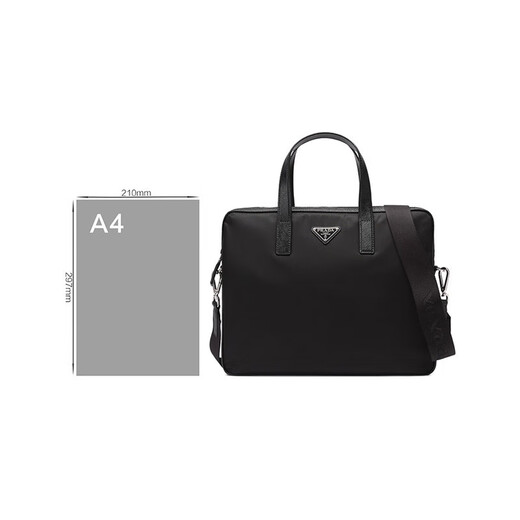 PRADA Men's Re-Nylon Regenerated Nylon Handbag Shoulder Crossbody Bag Briefcase Men's Bag 2VE368 2DMH F0002 V XOM Black Triangle Logo