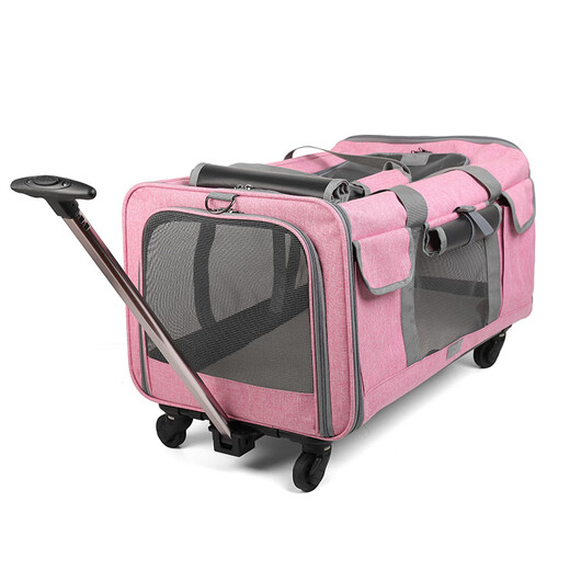 Bolso Trolley para Mascotas Extra Grande con Estampado de Cola, Bolso para Gatos, Bolso para Perros, Maleta portátil para Mascotas, Cochecito para Mascotas Desmontable KB05 Gris Claro 60*39*43