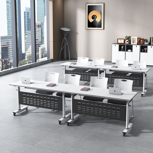 Table Xiaobai folding training table and chair combination mobile conference table with wheels splicing flip board training institution long table desk 1200*600*750