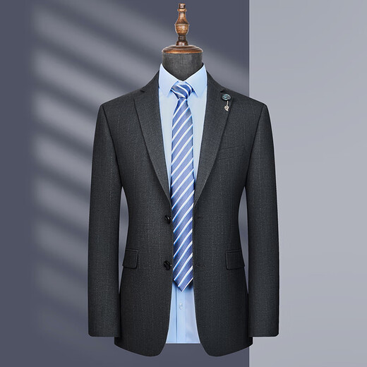 Suit suit men's business casual formal solid color suit groom wedding dress slim suit gray 56 (195)
