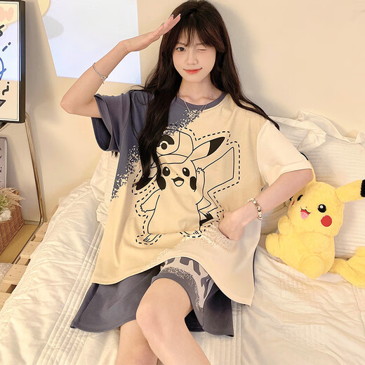Jinzhi summer large-size pajamas women pure cotton short-sleeved shorts cartoon plus fat plus size fat mm200Jin [Jin equals 0.5 kg] Home clothing set WB short-sleeved cartoon 1343 3XL (180-200Jin [Jin equals 0.5 kg])