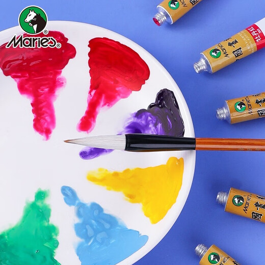 Marley brand Chinese painting paint box Marley Chinese painting beginners 12 colors 24 colors 5ml ink painting primary school students entry-level Chinese painting paint sketch marker painting