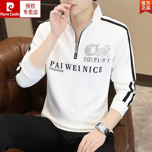 Pierre Cardin European moderno de moda delgada de tendencia delgada sudadera de mante-holla para hombres 2025 NUEVA Autumn Fashion Fashion Defirly Brand Borded Men de manga larga AD/9898-Black M