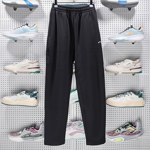 Li Ning sweatpants men's 2023 winter new fitness series straight warm plus fleece casual versatile slut pants AKLT795 AKLT795-3 black L/175