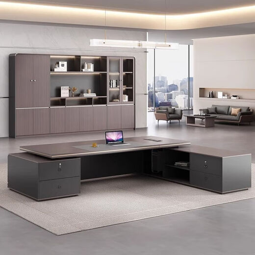 Fashionable and light luxury boss desk executive desk simple modern chairman office desk and chair light luxury desk 2.0m boss desk + multimedia cable box