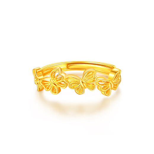 Mengjinyuan gold ring for women, butterfly pure gold index finger ring, live ring, birthday gift for girlfriend, about 3.08g