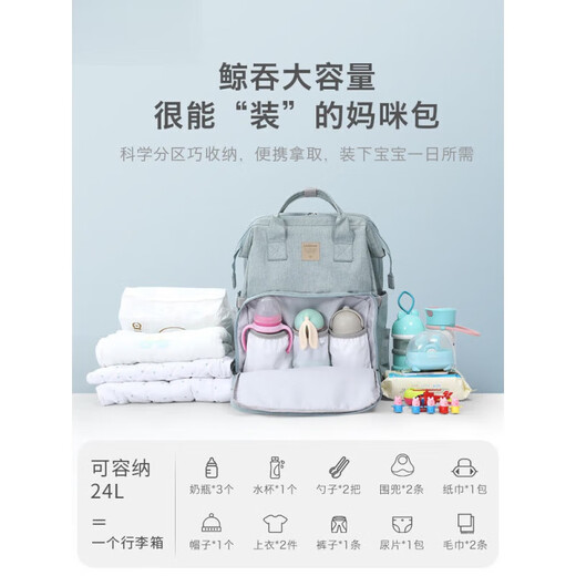 Mommy Bag / Baby Carrying Baby con cuna variable de año Gran capacidad Hombro multifuncional Madre Amber Gray + Bolsa de cama Integrado + Colletro de recolección y compra