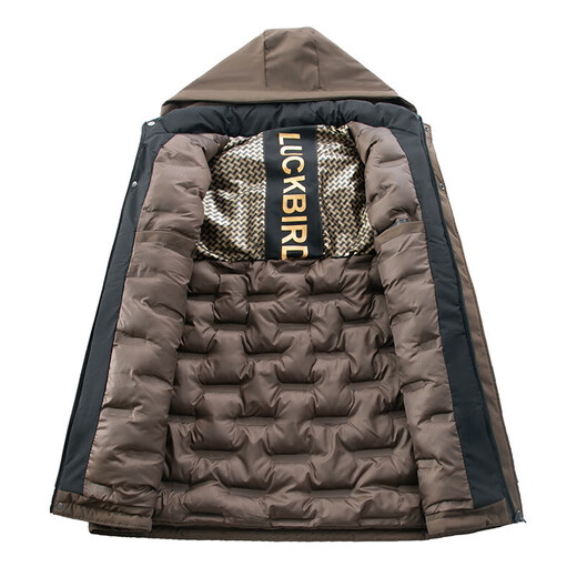 Men's warm winter cotton coat new middle-aged and elderly removable hood mid-length coat for men 2855-Navy Blue XL