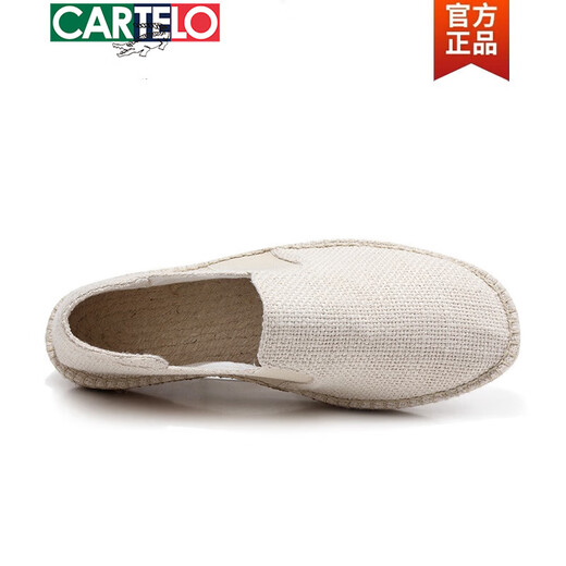 
CARTELO solid color canvas shoes men's linen shoes men's summer breathable fisherman's shoes one-foot handmade shoes trendy casual men's shoes off white 40