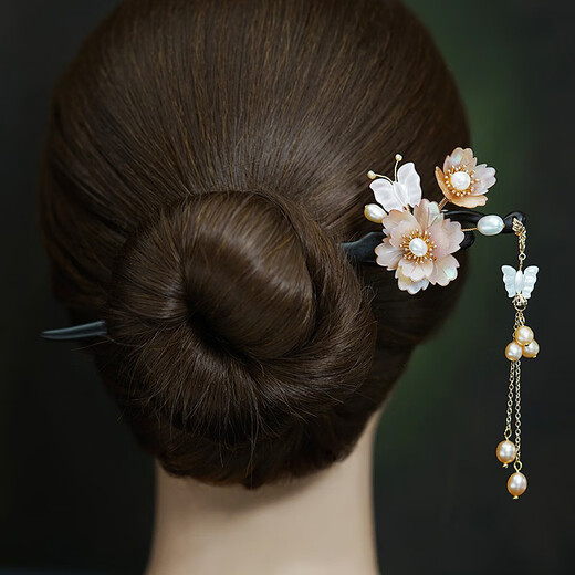 Kamalun (KAMALUN) hairpin ebony hairpin peony flower handmade hairpin Chinese style cheongsam Hanfu headwear as a Chinese Valentine's Day gift for your girlfriend Peony hairpin + brand gift box with custom engraving