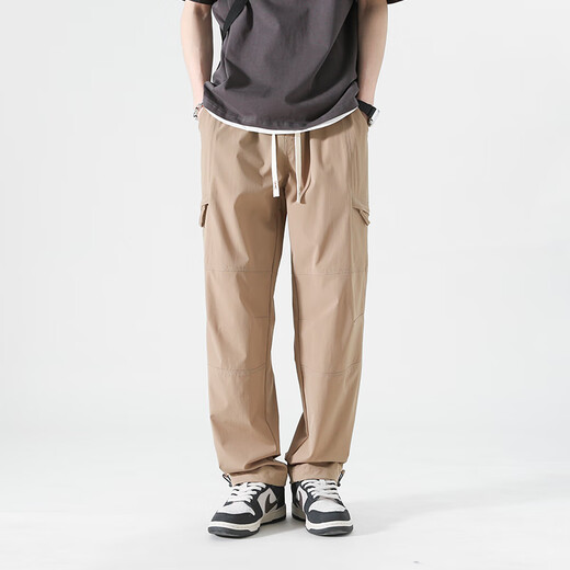 
ROMON work pants men's spring and autumn style American loose straight casual paratrooper pants men's spring and autumn style functional charge pants men's 9221 black M