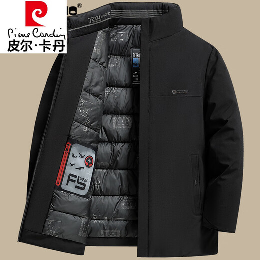 Pierre Cardin high-end middle-aged and elderly dad winter coat middle-aged men's cotton padded coat thickened down padded coat grandpa winter cotton coat navy blue XL suitable for 135-150Jin Jin equals 0.5 kg