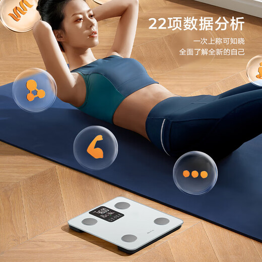香山 智能体脂秤精准体重秤 大屏显示【Type-C充电款】 电子秤人体家用秤体脂称重 22项核心数据 云汐