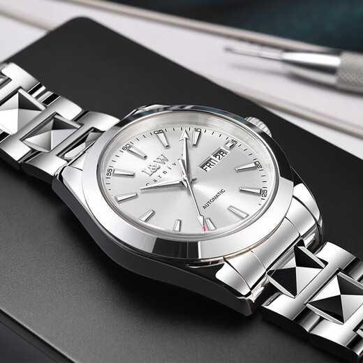 I/W CARNIVAL HWGUOJI Swiss brand watch top ten brands men's watch fully automatic mechanical watch imported movement business waterproof watch Tungsten steel silver-white-829 [upgraded imported movement]