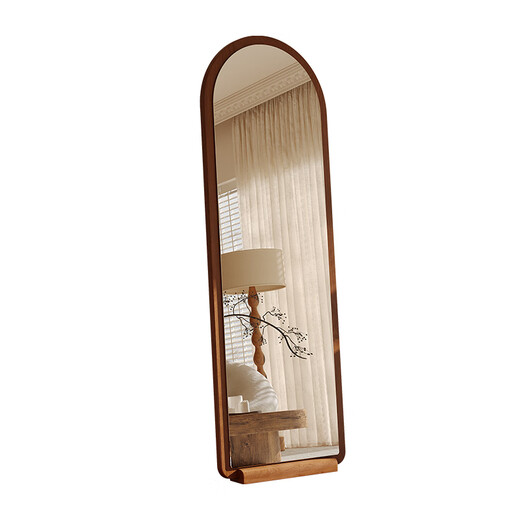 Dexu full-length mirror floor-standing mirror home light luxury high-end mirror medieval wall-mounted dressing mirror girls' bedroom simple fitting mirror black walnut 160*50cm-comes with non-slip solid wood base
