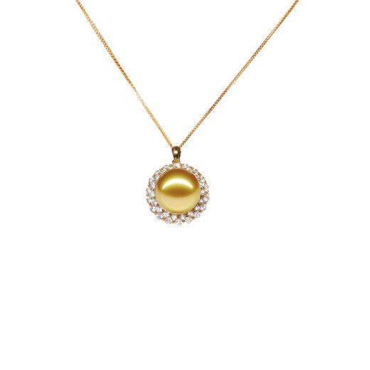 Mu silk seawater pearl pendant single jewelry South Sea extremely gold handmade gold large grain silver glare necklace for women light luxury gold pearl silver gold-plated pendant 14mm does not include chain