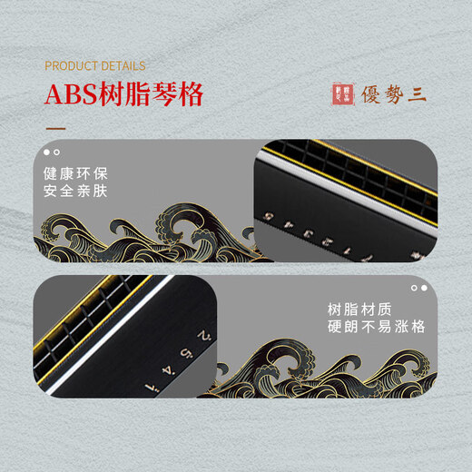 Dunhuang 24-hole polyphonic harmonica DN24-1 black, recommended for adult beginners, C key, entry-level performance