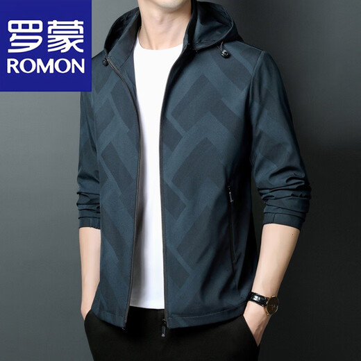 罗蒙（ROMON）冲锋衣外套男士潮流可拆卸帽上衣春秋季新款运动商务休闲夹克男装 K12127浅灰 XL 推荐【126-140斤】