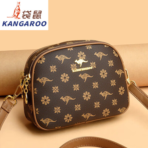 Canguro (canguro) 2025 nuevo bolso para mujeres bolsas de concha de doble cremallera otoño e invierno bolso de cuerpo cruzado de cuerpo de doble capa