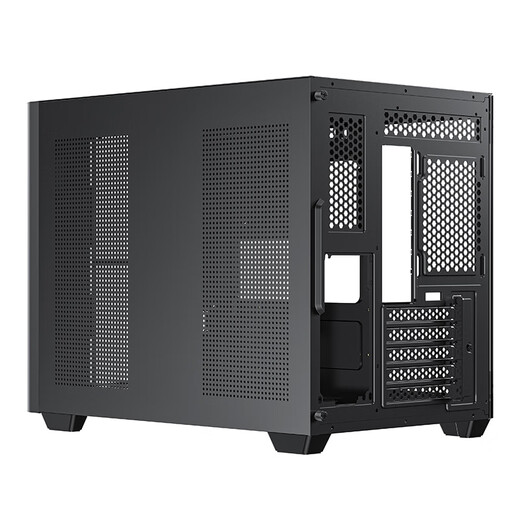 AOC Zhentian Bow CG355 schwarzer MATX-Desktop-Computer mit Meerblick, integriertes gebogenes Glas/360-Grad-Wasserkühlung/ARGB-Lichtleiste/linkes und rechtes Fach/Schnellverschluss-Design