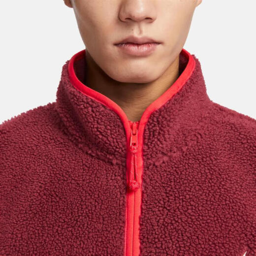 Nike Jacke Herrenkleidung 2024 Spring CNY Dragon Jahr Limited New Drei-Hook Imitation Lammstand Halsband Sport Casual Clothing FZ6194-677/Rot 2xl