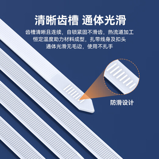 山泽 自锁式尼龙扎带 小号国标2.5*200mm 电脑装机 园艺 理线束线捆扎绑带 白色 约100根/袋ZD-40