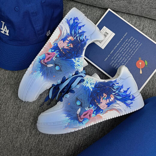 Joint Demon Slayer: Blade Anime Peripheral Herrenschuhe 2024 Frühlings- und Herbst -Iinosuke -Paar Sportschuhe Huili Ganyu Low Top Board Schuhe (Pink Blue) Z2694D 37