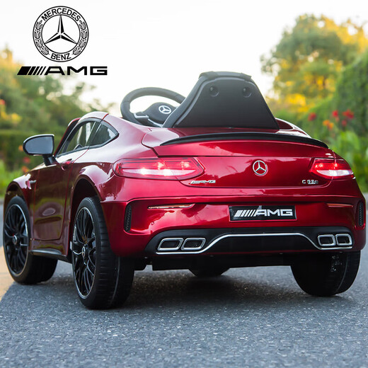 WORK BABY children's Mercedes-Benz electric car four-wheel drive infant and toddler charging remote control toy car for boys and girls that can seat adults red dual drive + remote control self-driving + hard seat electric drive