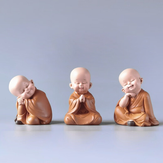 Qia Shuo creative antique little monk ornaments Buddhist Zen home living room tea table character doll bonsai landscaping decoration Suiyuan 17ABC three styles about 8.0CM high